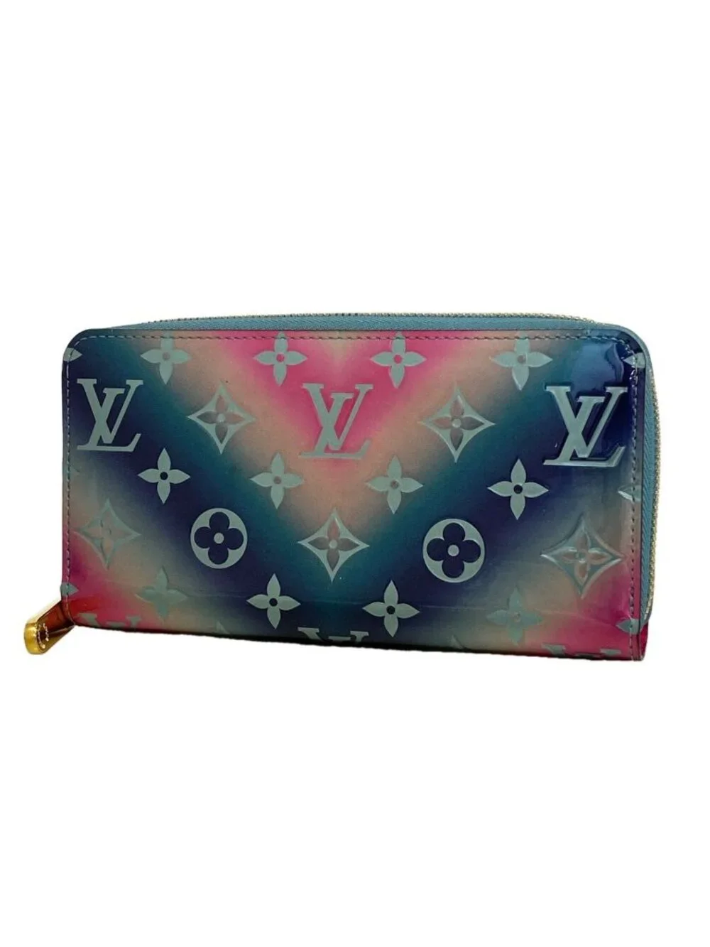 Louis Vuitton Wallet Vernis Zippy Blue Pink